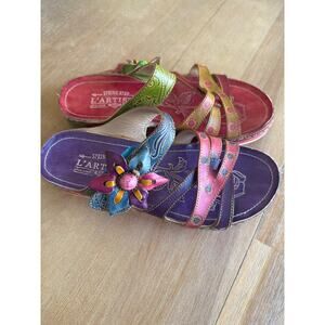 L’Artiste Spring Step Color Creatif Cork and Leather Sumacah Hand Painted 37 7